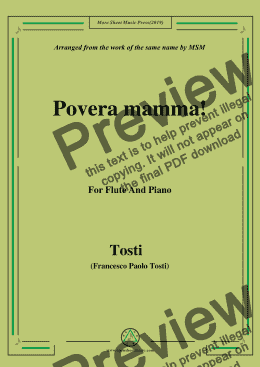 page one of Tosti-Povera mamma!, for Flute and Piano