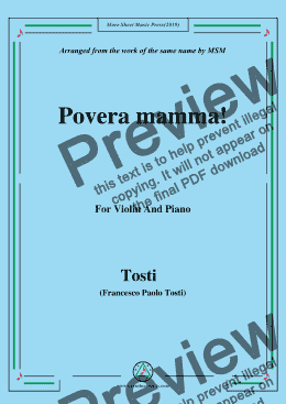 page one of Tosti-Povera mamma!, for Violin and Piano