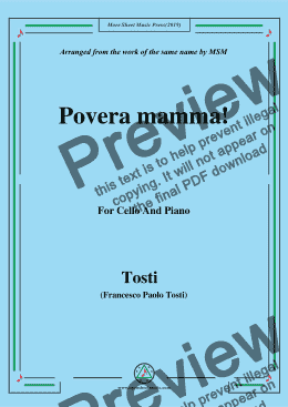 page one of Tosti-Povera mamma!, for Cello and Piano