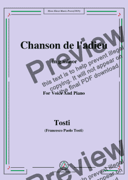 page one of Tosti-Chanson de l'adieu in g minor,For Voice&Pno