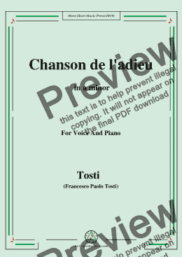 page one of Tosti-Chanson de l'adieu in a minor,For Voice&Pno