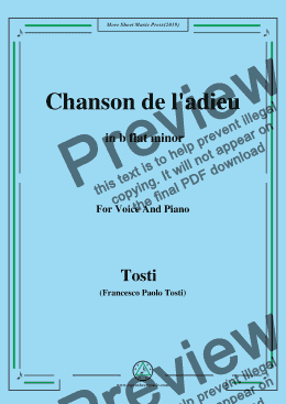 page one of Tosti-Chanson de l'adieu in b flat minor,For Voice&Pno