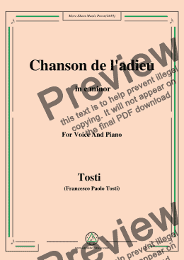 page one of Tosti-Chanson de l'adieu in e minor,For Voice&Pno