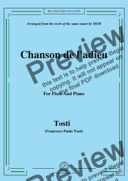 page one of Tosti-Chanson de l'adieu, for Flute and Piano