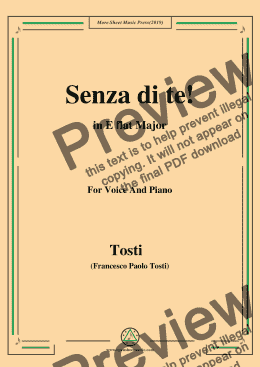 page one of Tosti-Senza di te! in E flat Major,For Voice&Pno