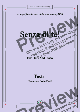 page one of Tosti-Senza di te!, for Flute and Piano