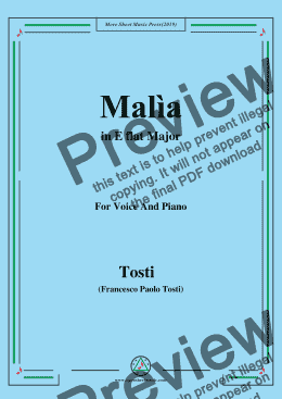 page one of Tosti-Malìa in E flat Major,For Voice&Pno