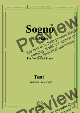 page one of Tosti-Sogno in B Major,For Voice&Pno