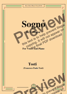 page one of Tosti-Sogno in C Major,For Voice&Pno