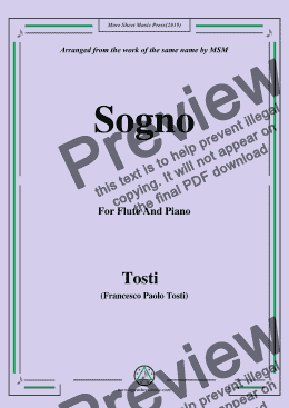 page one of Tosti-Sogno, for Flute and Piano