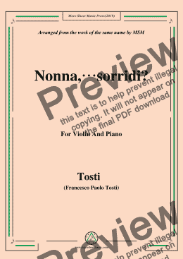 page one of Tosti-Nonna,sorridi, for Violin and Piano