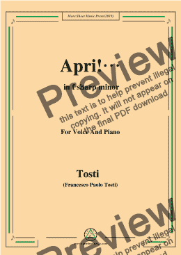 page one of Tosti-Apri! in f sharp minor,For Voice&Pno