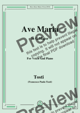 page one of Tosti-Ave Maria in G Major,For Voice&Pno