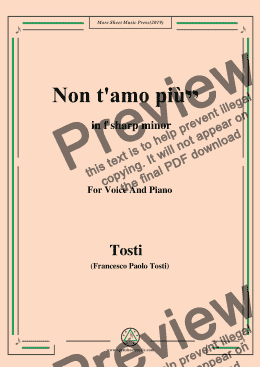 page one of Tosti-Non t'amo più! in f sharp minor,For Voice&Pno