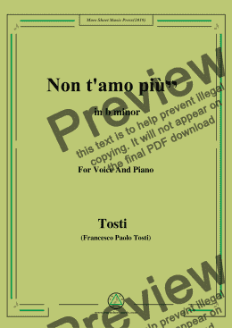 page one of Tosti-Non t'amo più! in b minor,For Voice&Pno