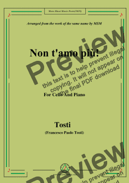 page one of Tosti-Non t'amo più!, for Cello and Piano