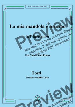 page one of Tosti-La mia mandola è un amo in f sharp minor,For Voice&Pno