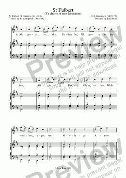 page one of St Fulbert (Ye choirs of new Jerusalem) - Descant