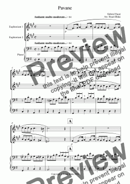 page one of Pavane (Euphonium Duet with piano)