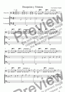 page one of Decepcion y tristeza (for two cellos)