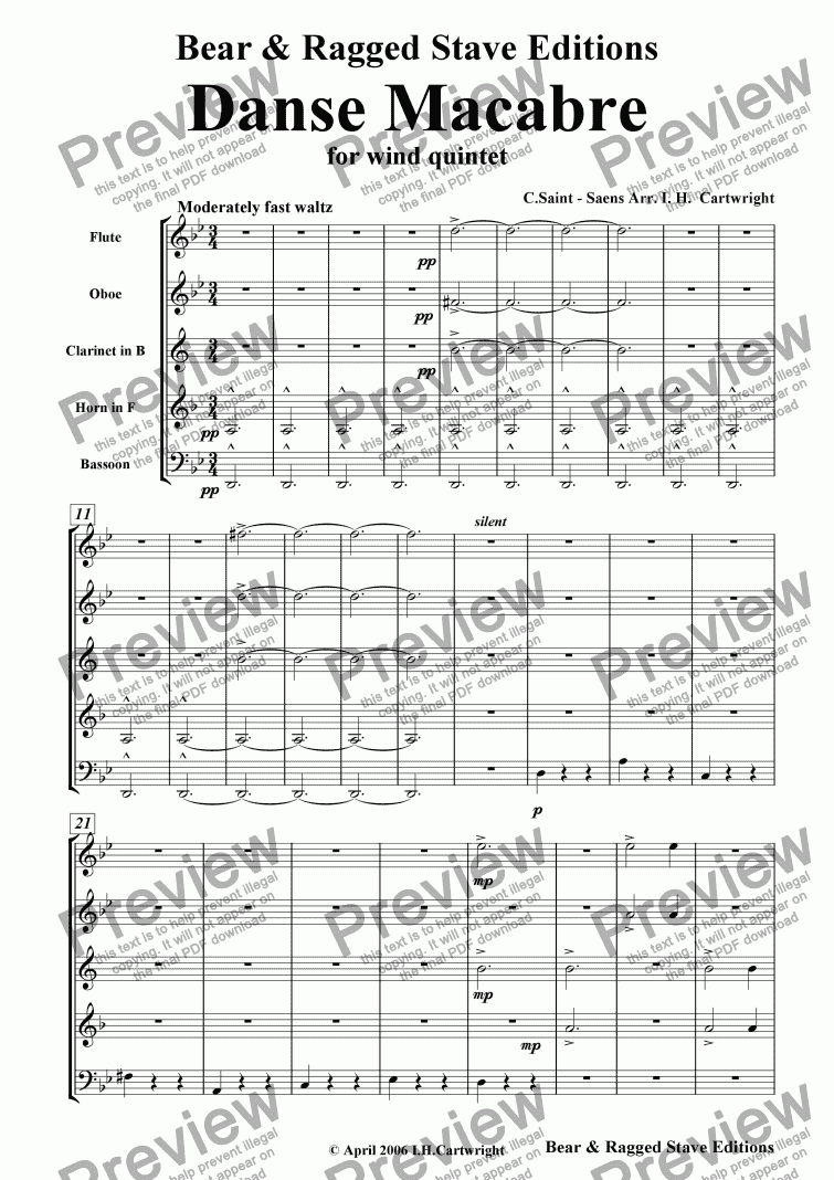 danse macabre brass quintet sheet music