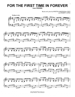 page one of For The First Time In Forever (from Frozen) (Piano Solo)