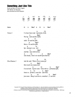 page one of Something Just Like This (Ukulele Chords/Lyrics)