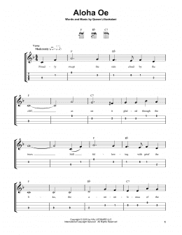 page one of Aloha Oe (Easy Ukulele Tab)