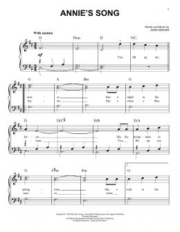 page one of Annie's Song (Very Easy Piano)