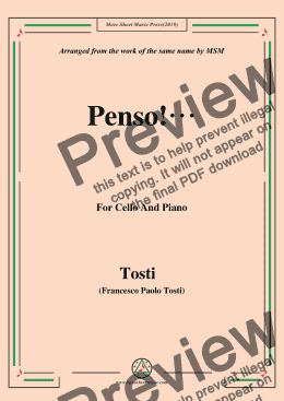 page one of Tosti-Penso!, for Cello and Piano