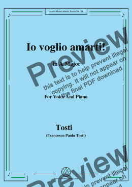 page one of Tosti-Io voglio amarti! in A Major,For Voice&Pno