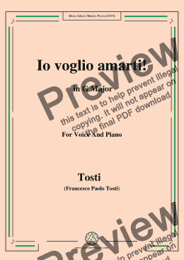 page one of Tosti-Io voglio amarti! in G Major,For Voice&Pno