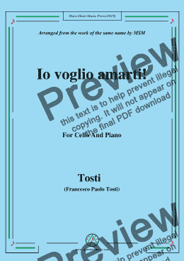 page one of Tosti-Io voglio amarti!, for Cello and Pian