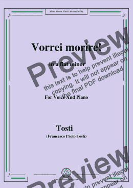 page one of Tosti-Vorrei morire! in a flat minor,For Voice&Pno