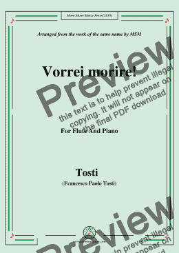 page one of Tosti-Vorrei morire!, for Flute and Piano