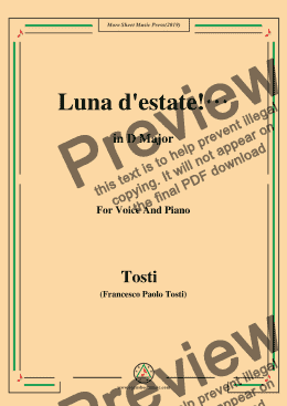 page one of Tosti-Luna d'estate! in D Major,For Voice&Pno