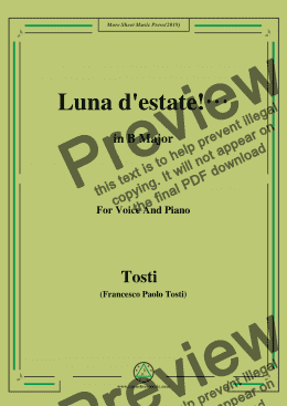 page one of Tosti-Luna d'estate! in B Major,For Voice&Pno