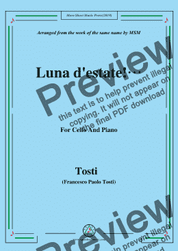 page one of Tosti-Luna d'estate!, for Cello and Piano