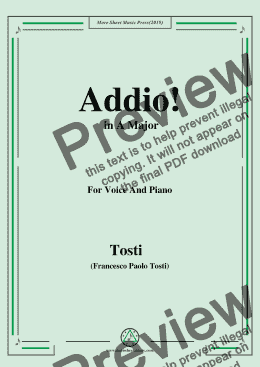 page one of Tosti-Addio! in A Major,For Voice&Pno