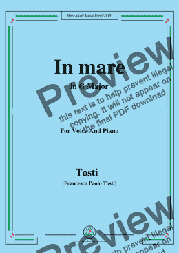 page one of Tosti-In Mare in G Major,For Voice&Pno