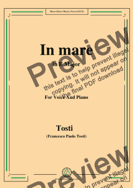 page one of Tosti-In Mare in E Major,For Voice&Pno