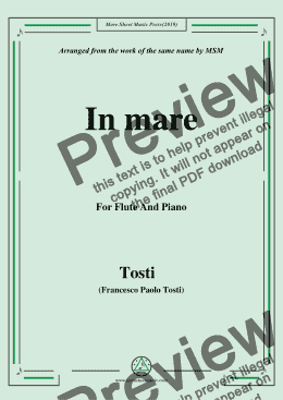 page one of Tosti-In Mare, for Flute and Piano