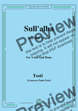 page one of Tosti-Sull'alba in D flat Major,For Voice&Pno