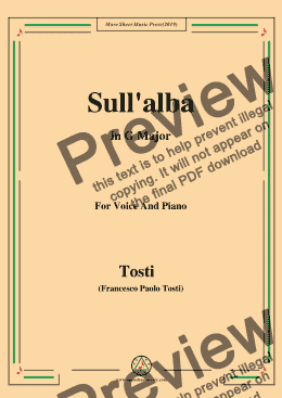 page one of Tosti-Sull'alba in G Major,For Voice&Pno