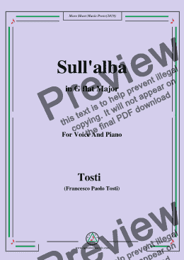 page one of Tosti-Sull'alba in G flat Major,For Voice&Pno