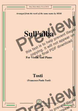 page one of Tosti-Sull'alba, for Violin and Piano