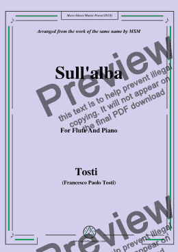 page one of Tosti-Sull'alba, for Flute and Piano