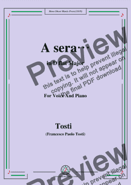 page one of Tosti-A sera in D flat Major,For Voice&Pno