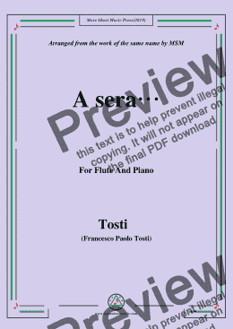 page one of Tosti-A sera, for Flute and Piano