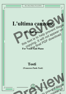 page one of Tosti-L'ultima canzone in e flat minor,For Voice&Pno